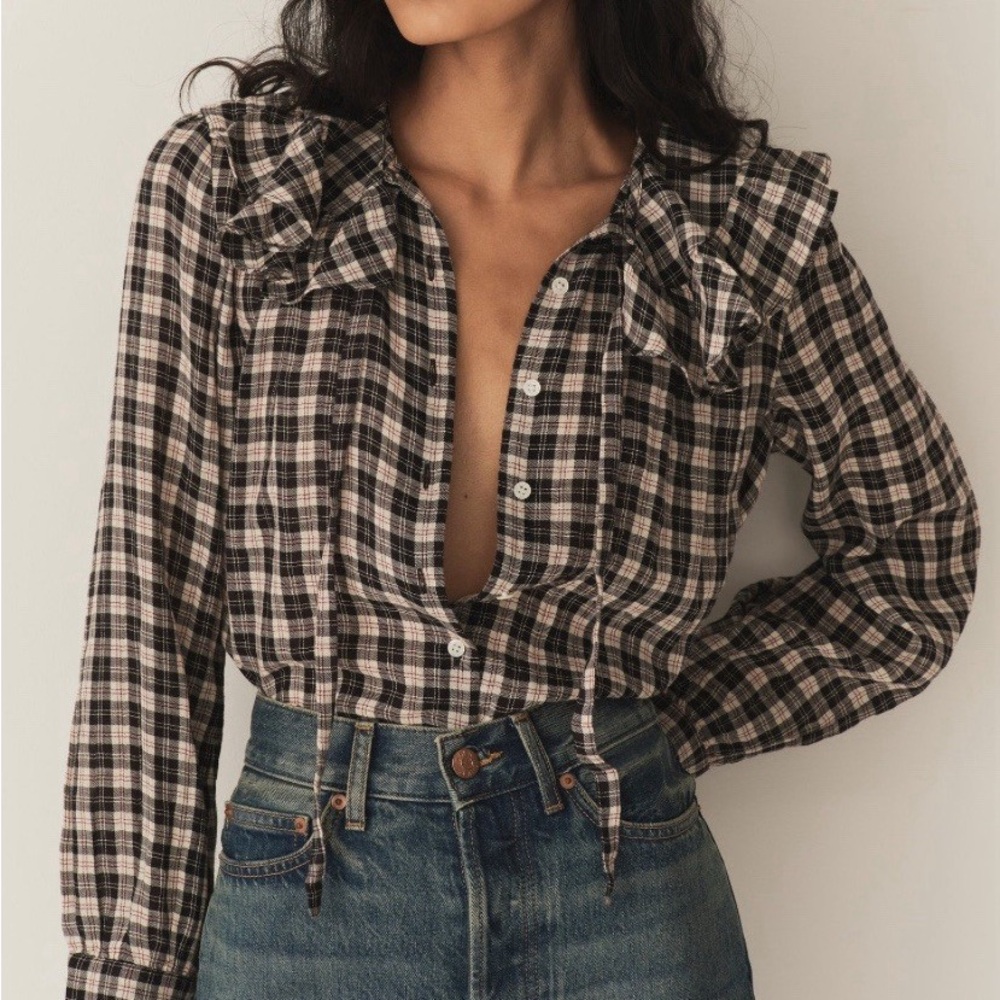 Doen Joelle Plaid Check Blouse